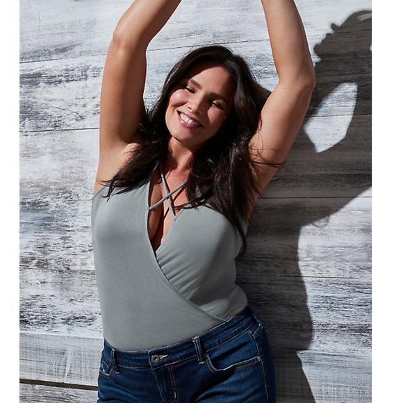 TORRID SUPER SOFT SAGE GREEN CRISSCROSS BODYSUIT 5X - Picture 5 of 9